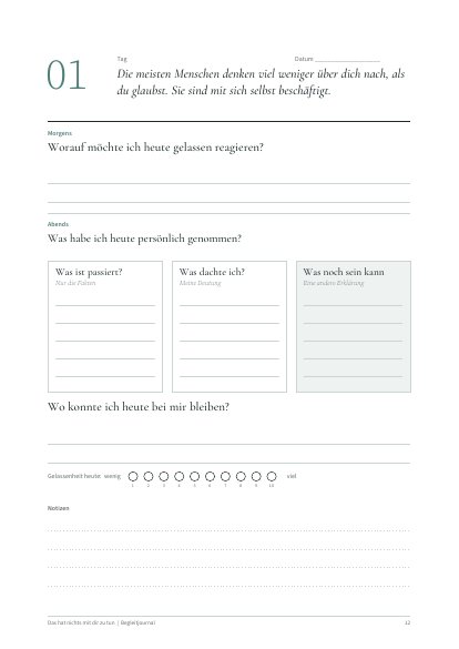 Beispielseite Tag 1 des Journals