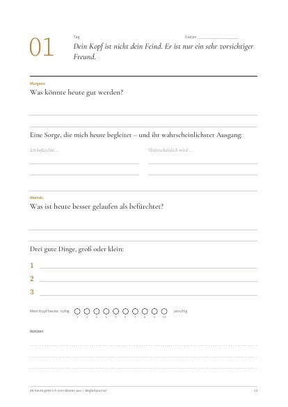 Beispielseite Tag 1 des Journals